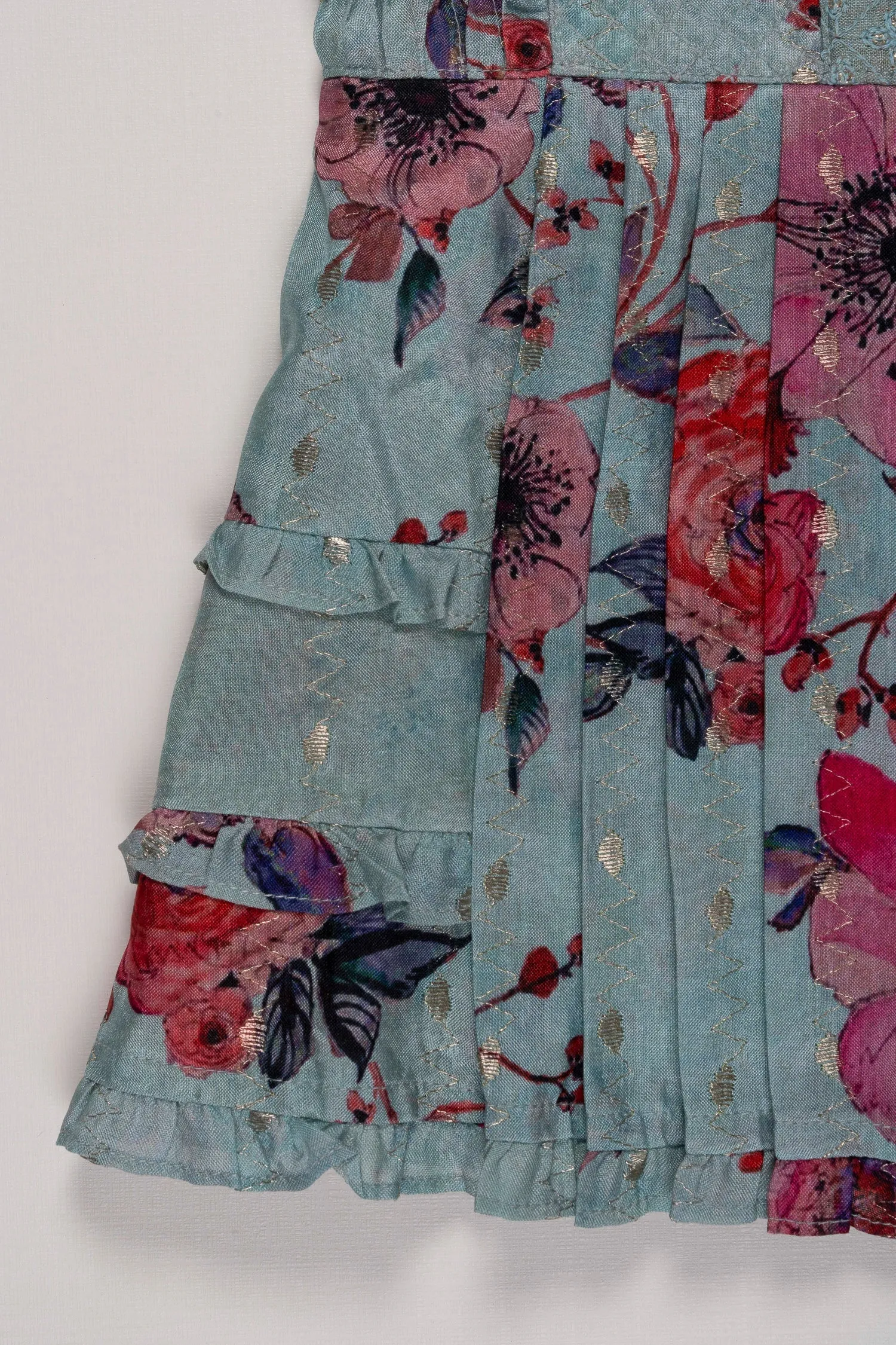 Floral Whisper Cotton Frock with Shimmer Accents for Girls