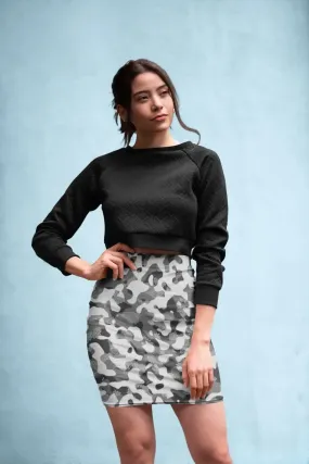 Grey Pattern Camouflage & Mosaic Style Plakat Pencil Skirt