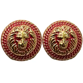 Pink & Golden Fearless Lion Face Shaped Round 1 Hole Metal Buttons Pink & Golden Fearless Lion Face Shaped Round 1 Hole Metal Buttons