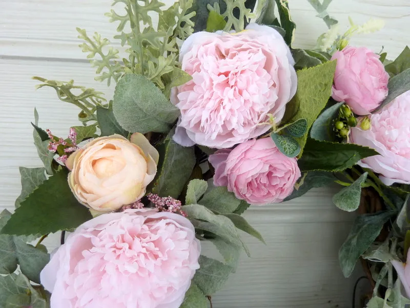 Spring Wreath, Wreaths for the Front door, Spring Peony Wreaths, Pink peony wreath