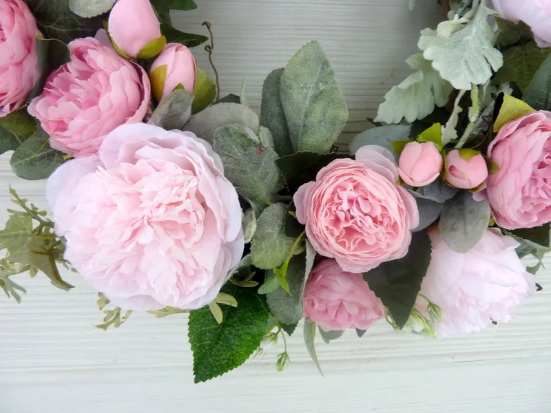 Spring Wreath, Wreaths for the Front door, Spring Peony Wreaths, Pink peony wreath
