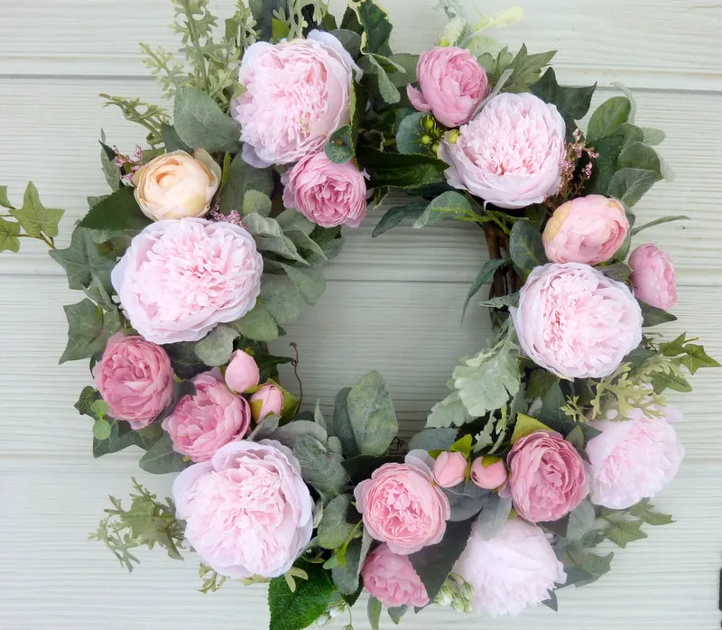 Spring Wreath, Wreaths for the Front door, Spring Peony Wreaths, Pink peony wreath