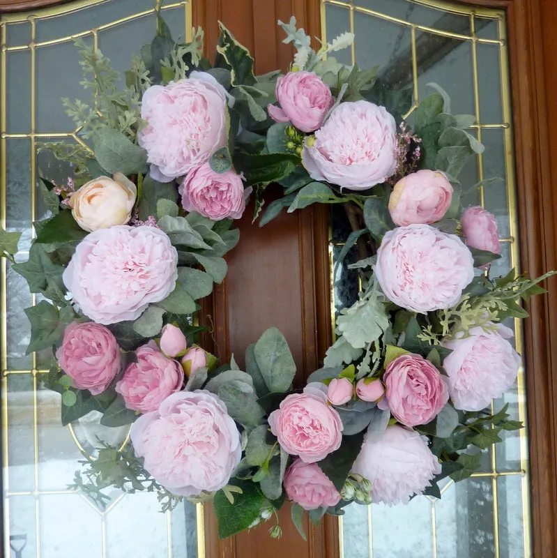 Spring Wreath, Wreaths for the Front door, Spring Peony Wreaths, Pink peony wreath