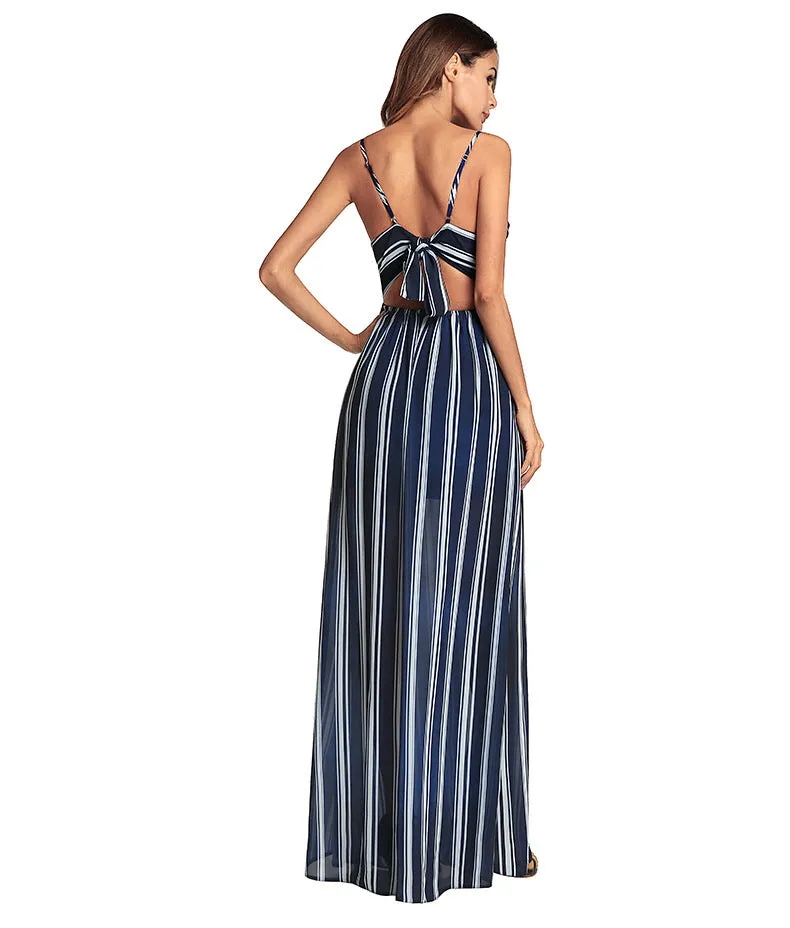 Women's Lace Stripe Irregular Split  long Skirt