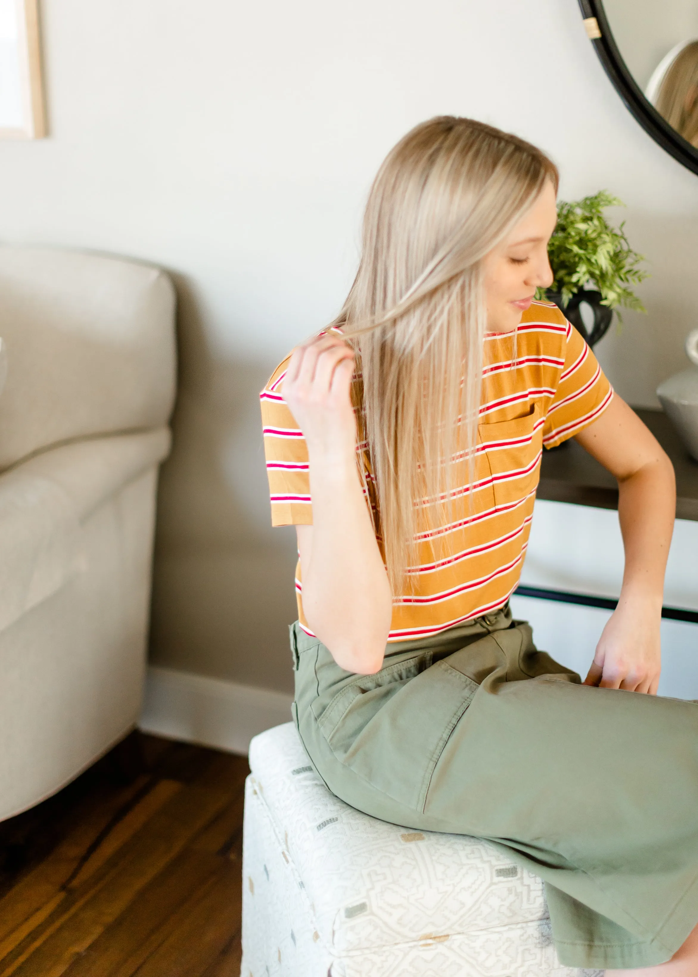 Yellow   Red Striped Basic Tee - FINAL SALE