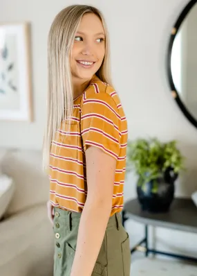 Yellow   Red Striped Basic Tee - FINAL SALE