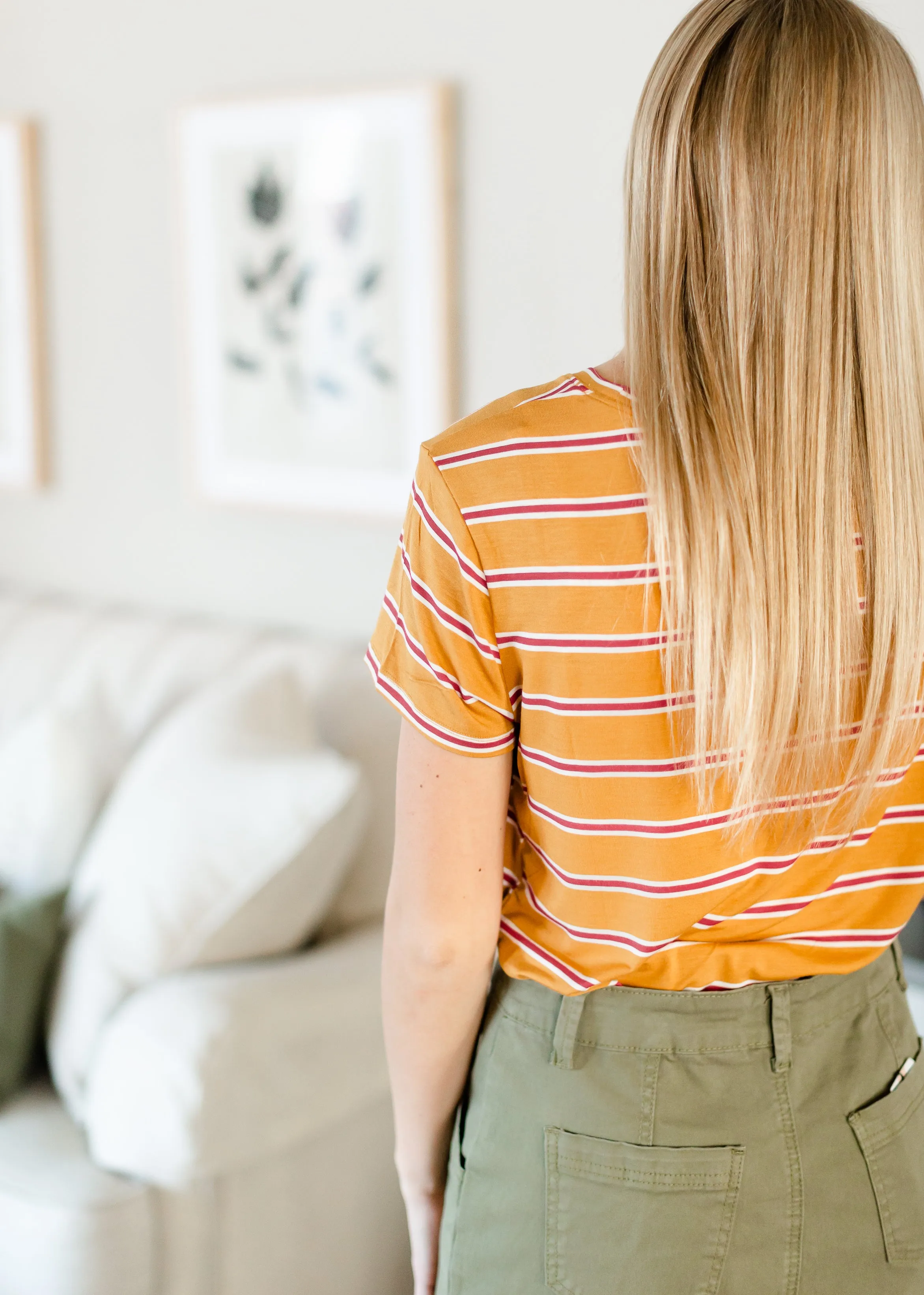 Yellow   Red Striped Basic Tee - FINAL SALE